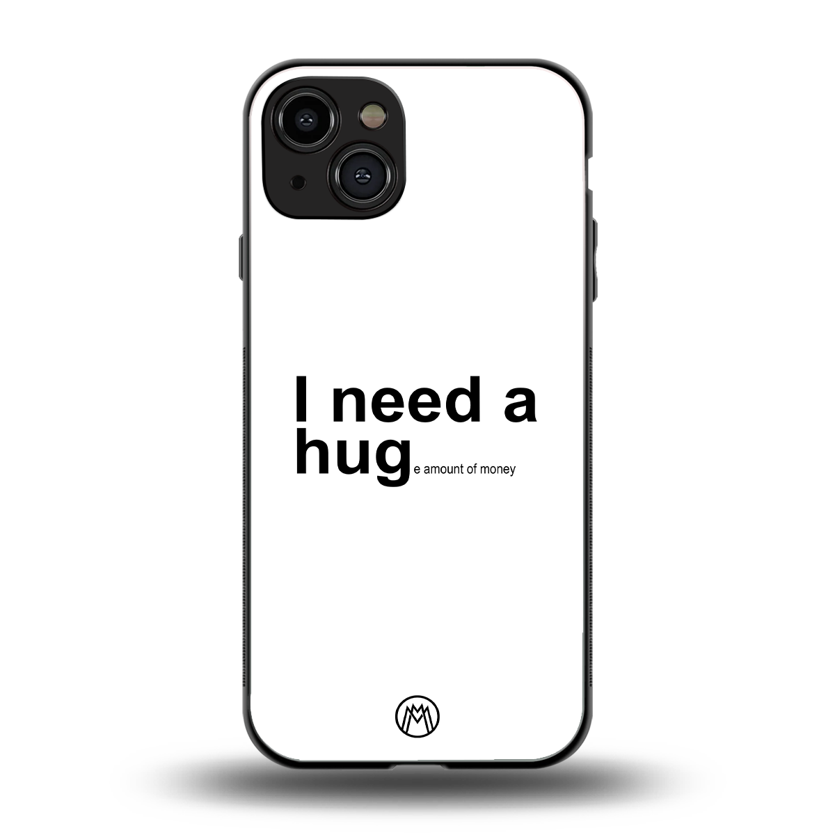 hug me white back phone cover | glass case for iphone 15