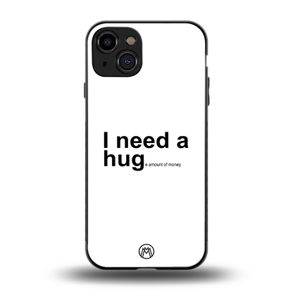 hug me white back phone cover | glass case for iphone 15
