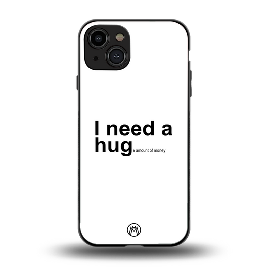 hug me white back phone cover | glass case for iphone 15