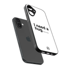 hug me white back phone cover | glass case for iphone 16 plus