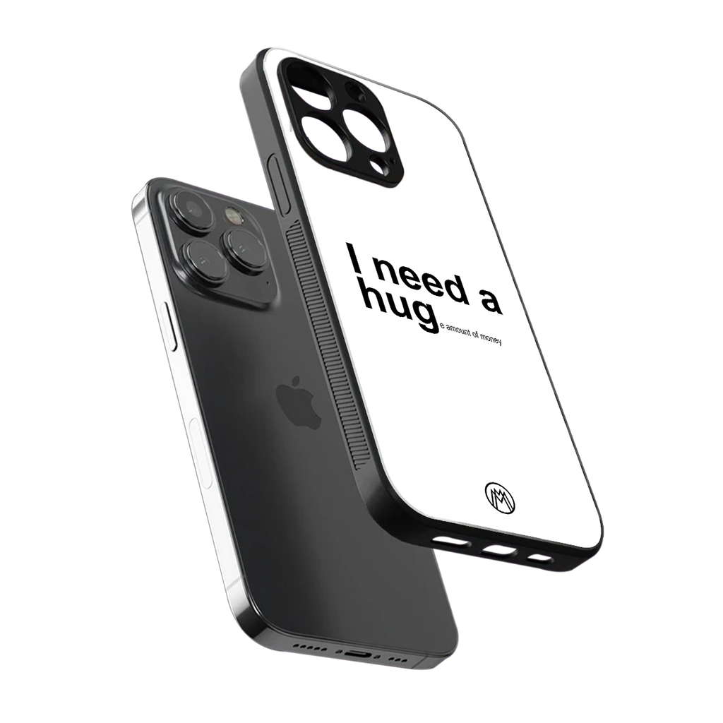 hug me white back phone cover | glass case for iphone 16 pro max