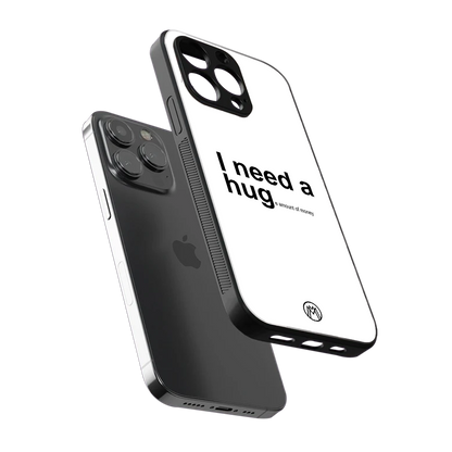 hug me white back phone cover | glass case for iphone 16 pro max