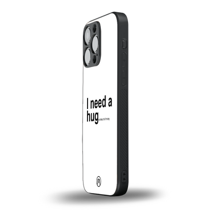 hug me white back phone cover | glass case for iphone 16 pro max