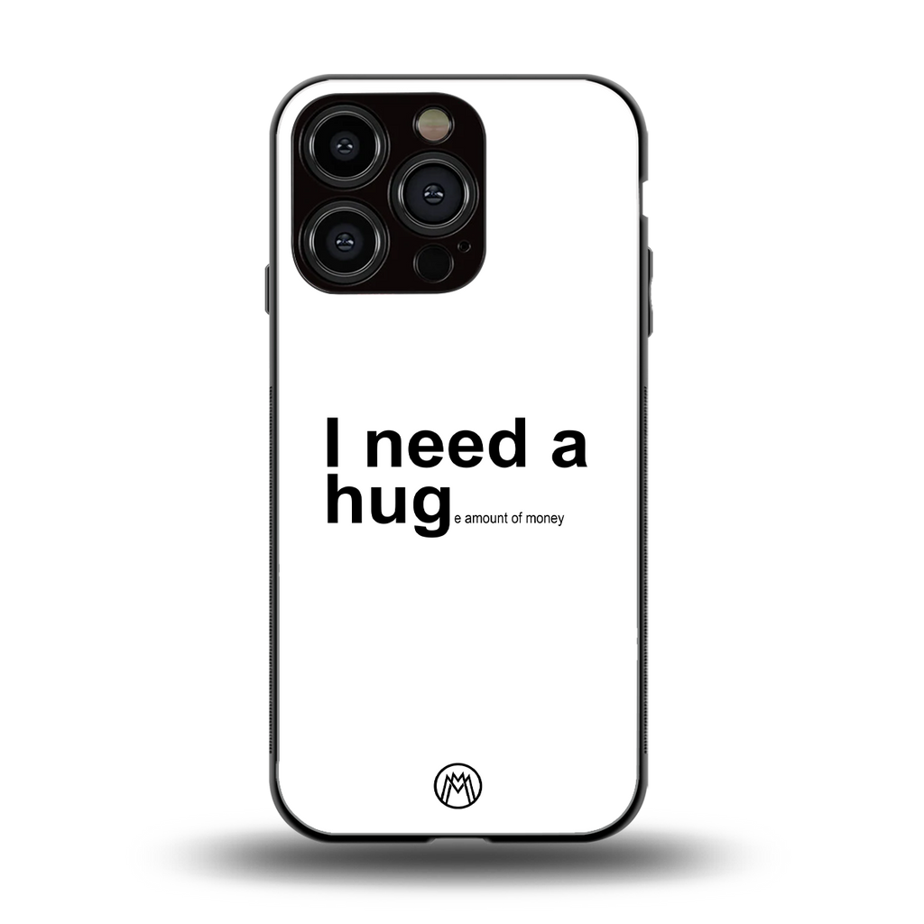 hug me white back phone cover | glass case for iphone 16 pro