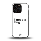 hug me white back phone cover | glass case for iphone 16 pro