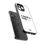 hug me white back phone cover | glass case for iphone 16 pro