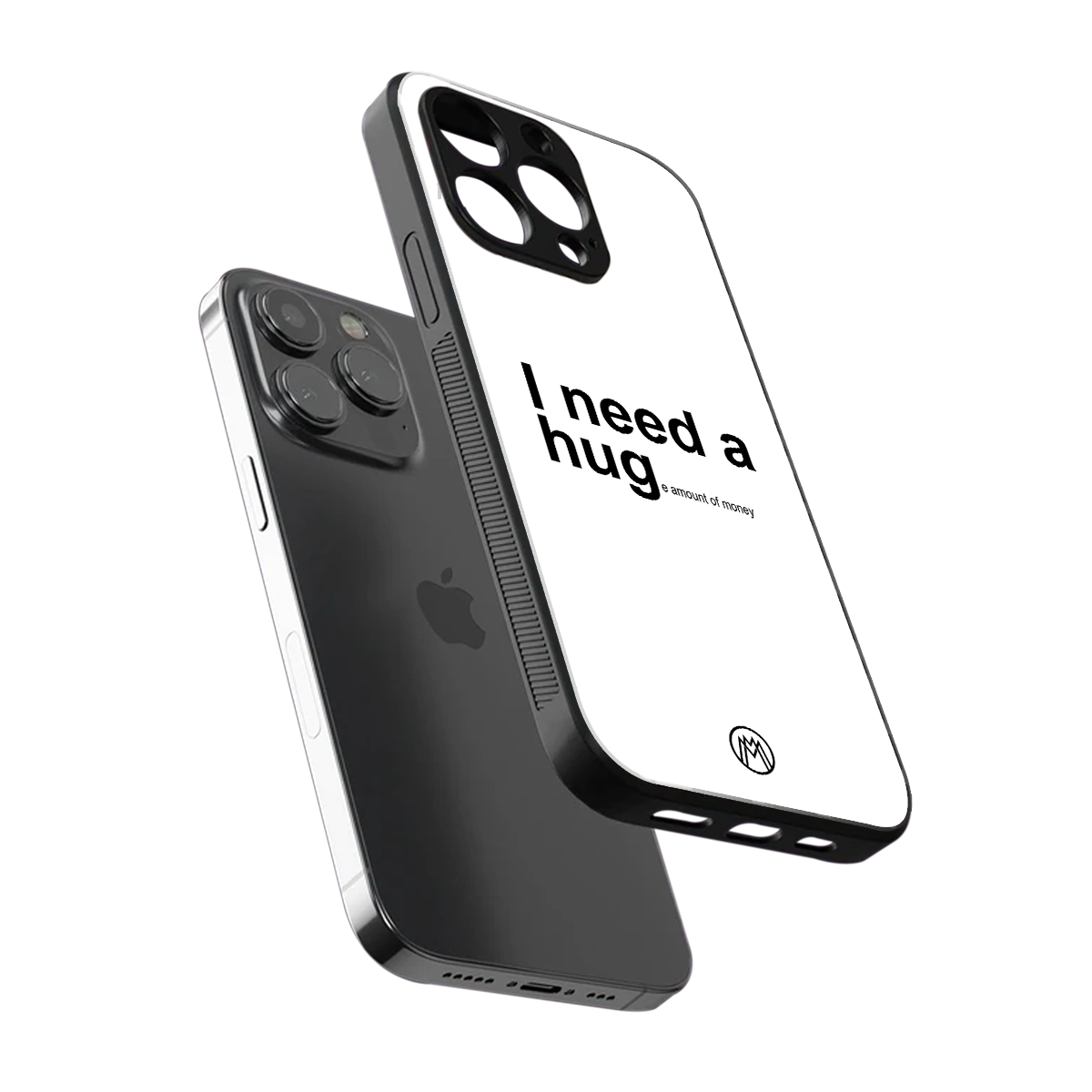 hug me white back phone cover | glass case for iphone 16 pro