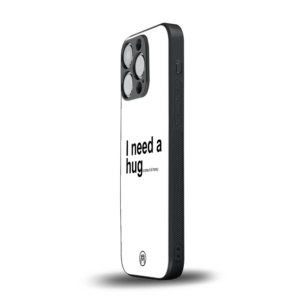 hug me white back phone cover | glass case for iphone 16 pro