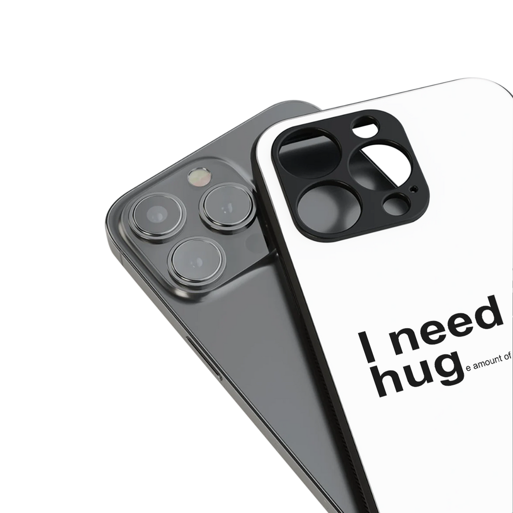 hug me white back phone cover | glass case for iphone 16 pro
