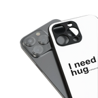 hug me white back phone cover | glass case for iphone 16 pro