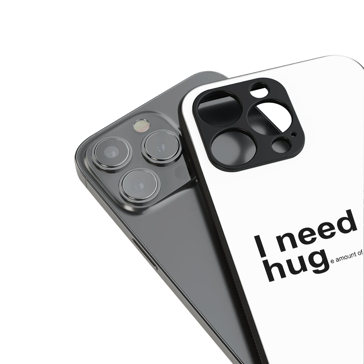 hug me white back phone cover | glass case for iphone 16 pro