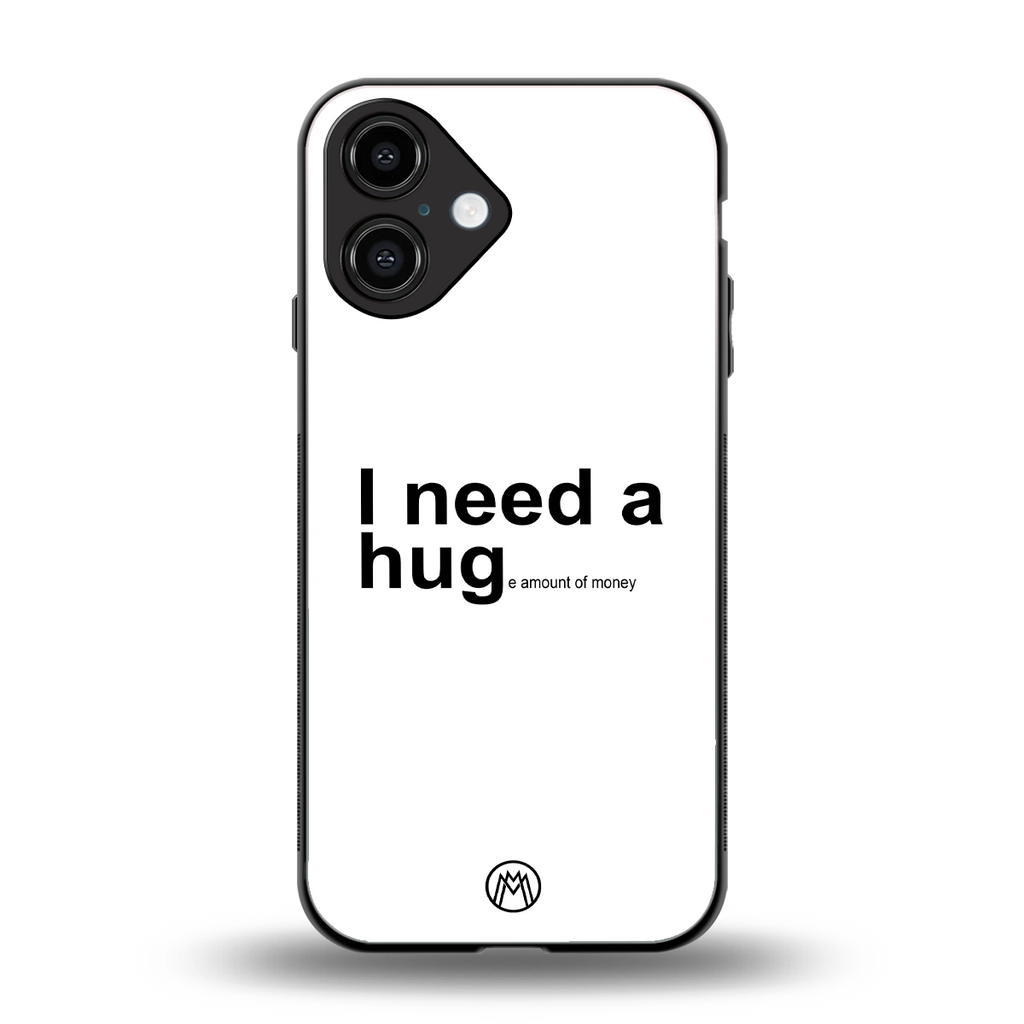 hug me white back phone cover | glass case for iphone 16