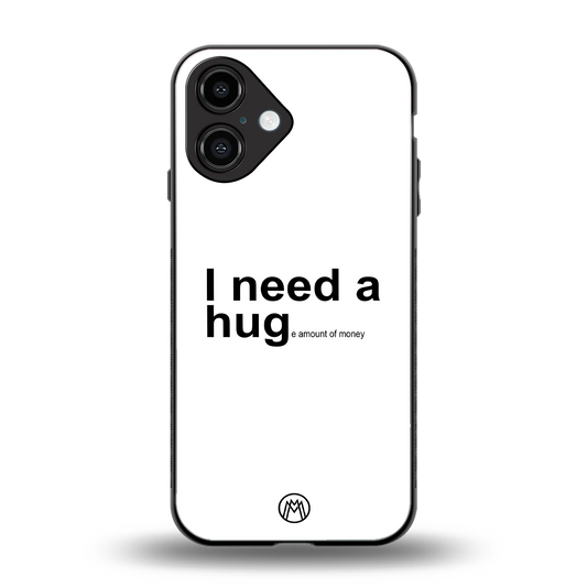 hug me white back phone cover | glass case for iphone 16