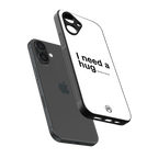 hug me white back phone cover | glass case for iphone 16