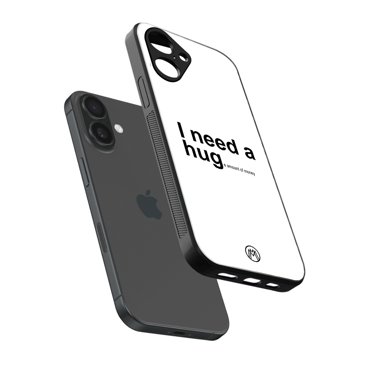 hug me white back phone cover | glass case for iphone 16