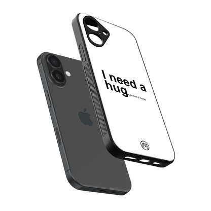 hug me white back phone cover | glass case for iphone 16