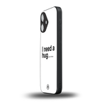 hug me white back phone cover | glass case for iphone 16