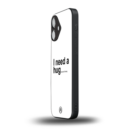 hug me white back phone cover | glass case for iphone 16