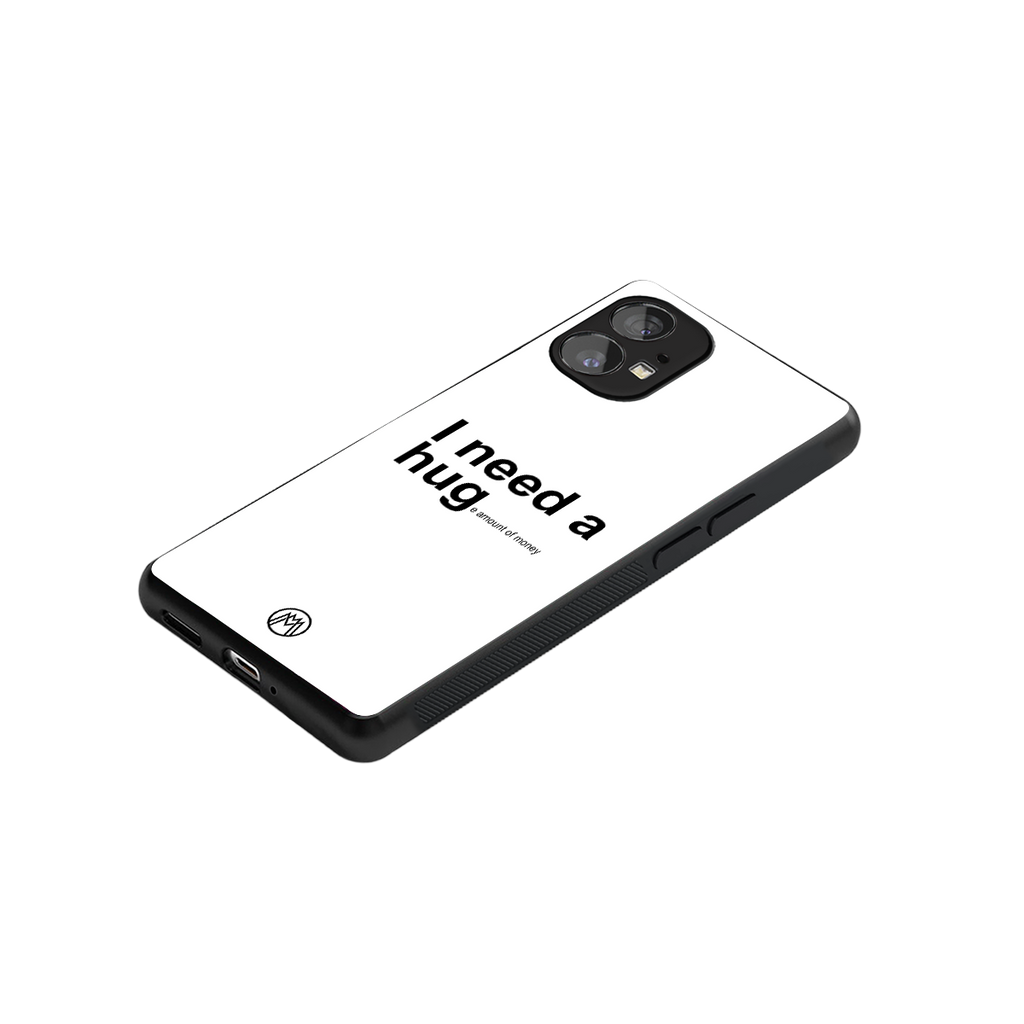hug me white back phone cover | glass case for nothing phone 1