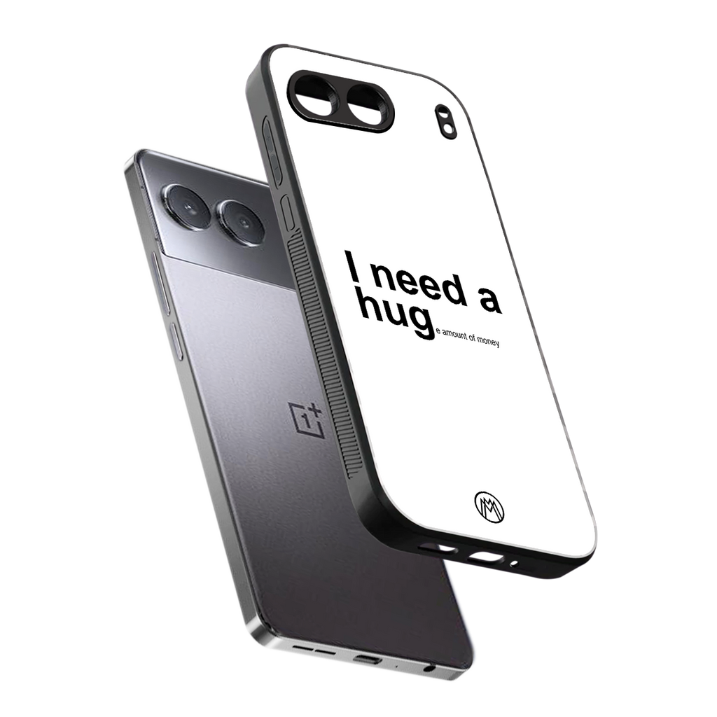 hug me white back phone cover | glass case for oneplus nord 4