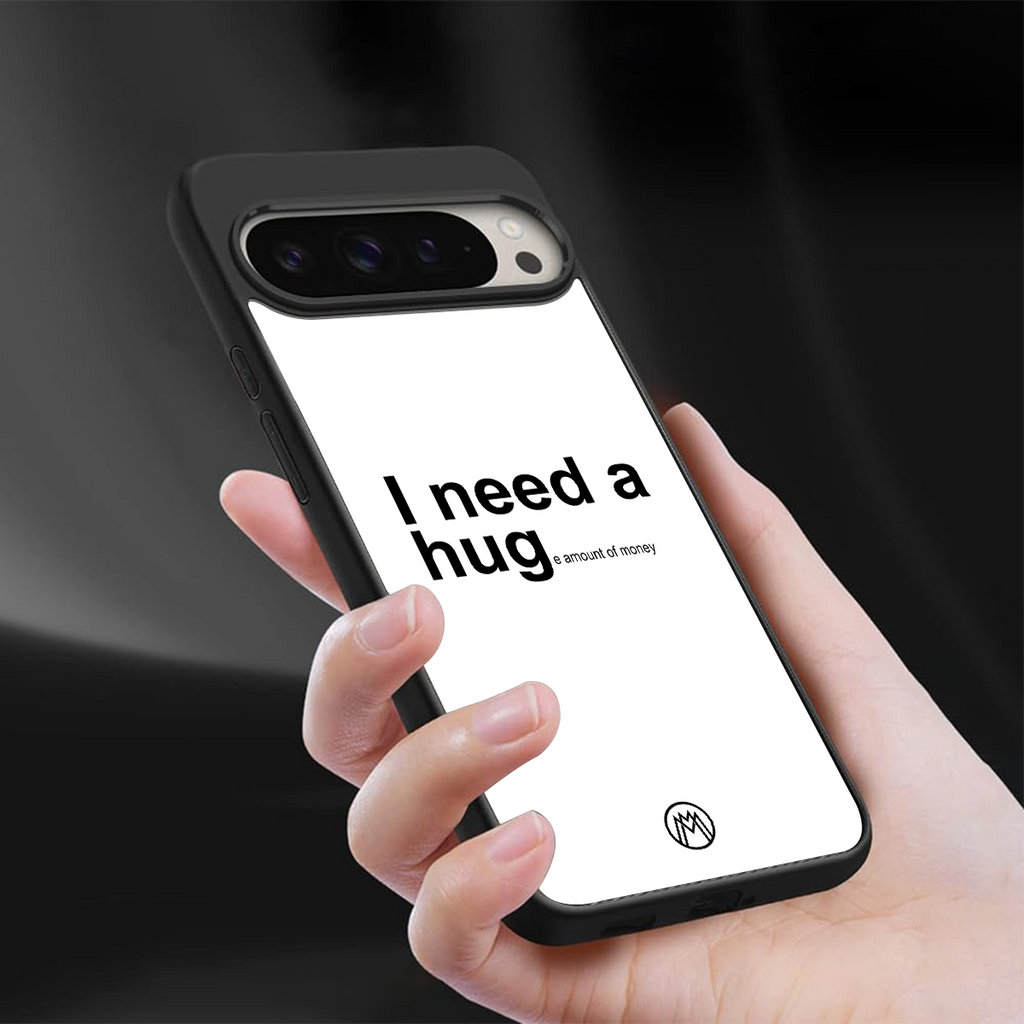 hug me white back phone cover | glass case for google pixel 9 pro xl
