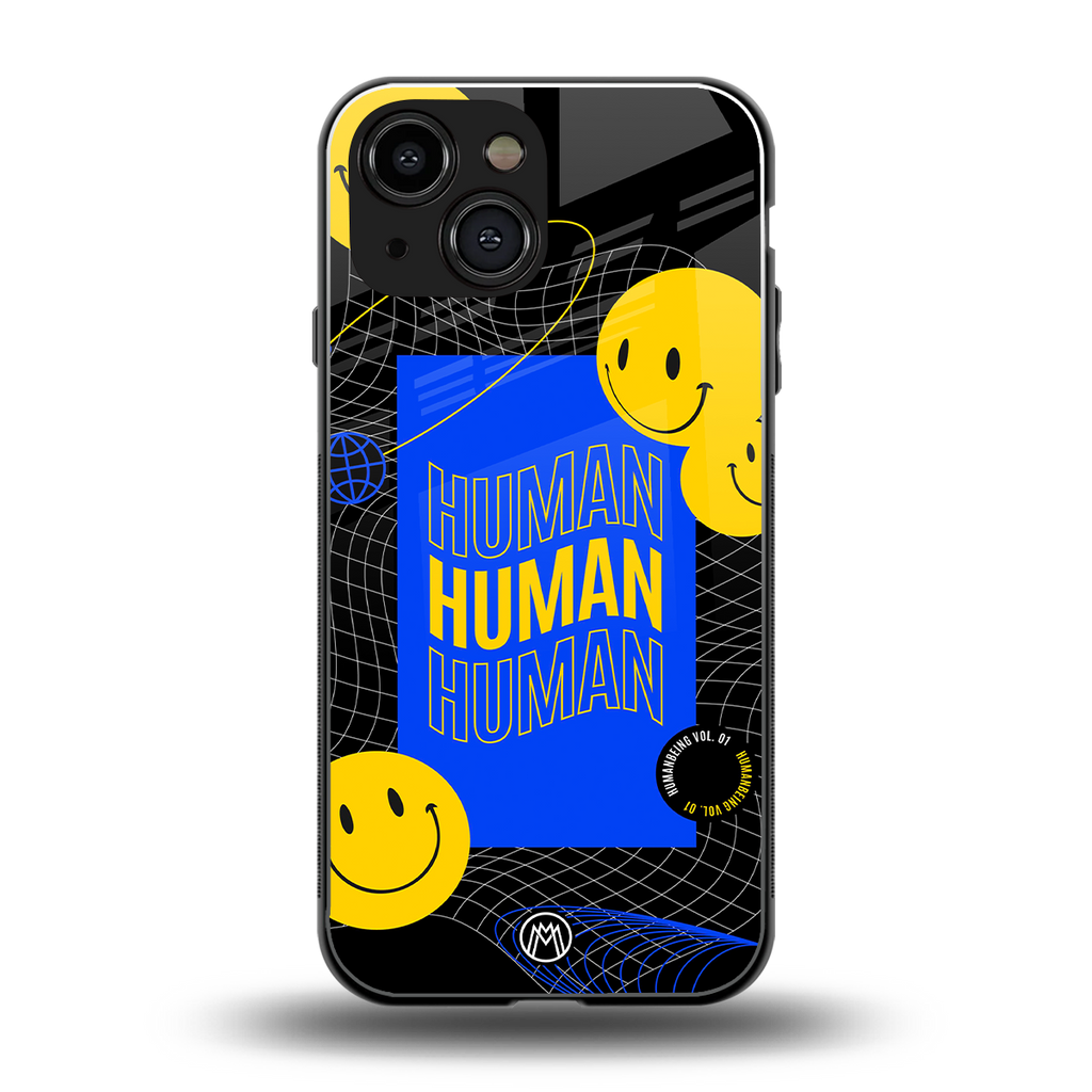 human being back phone cover | glass case for iphone 13 mini