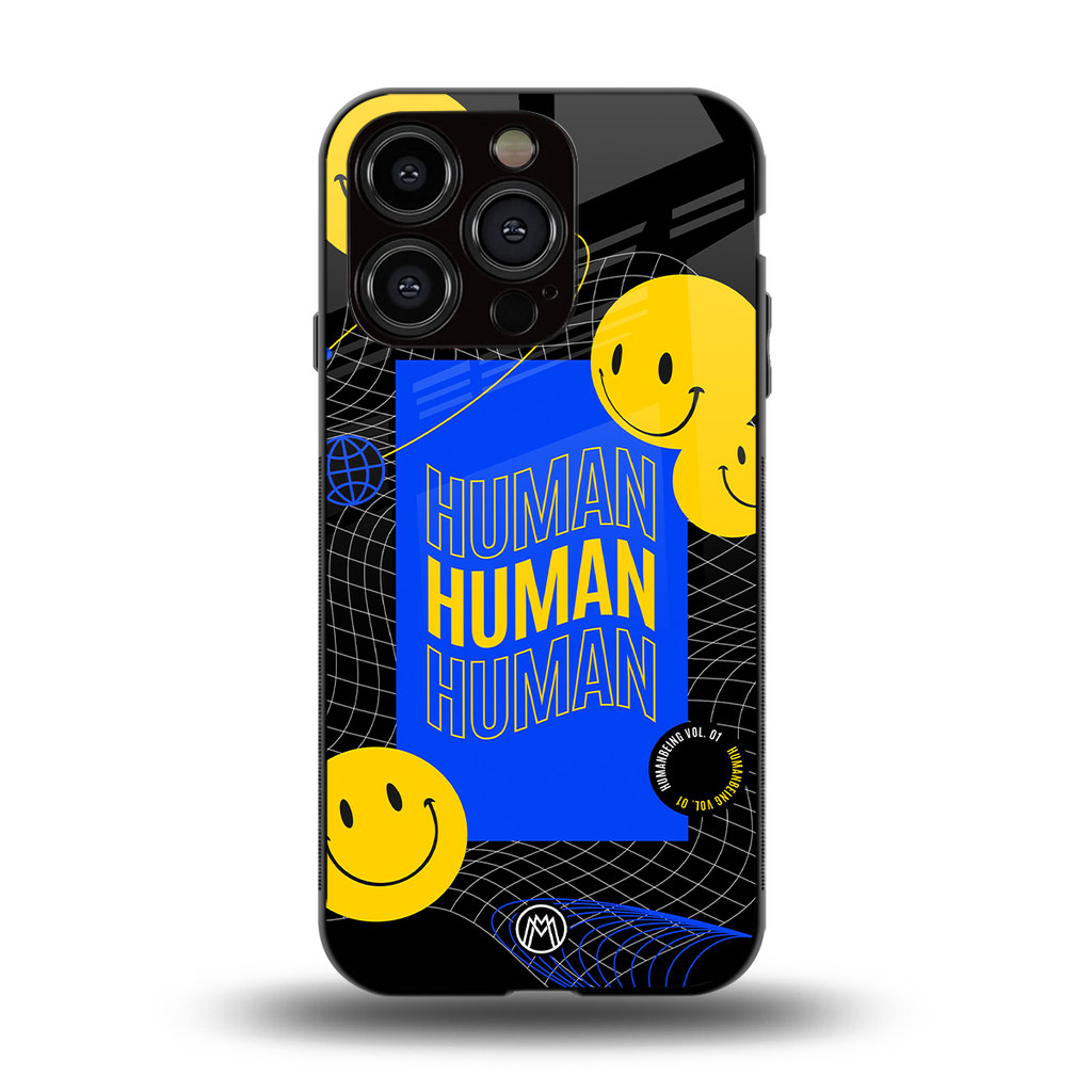 human being back phone cover | glass case for iphone 13 pro