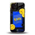 human being back phone cover | glass case for iphone 15 plus