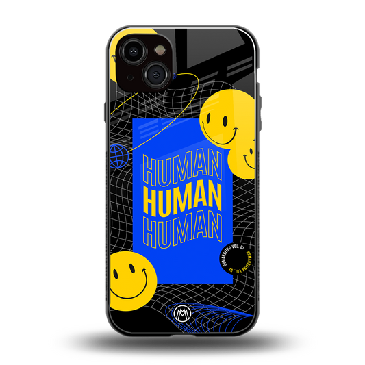 human being back phone cover | glass case for iphone 14 plus