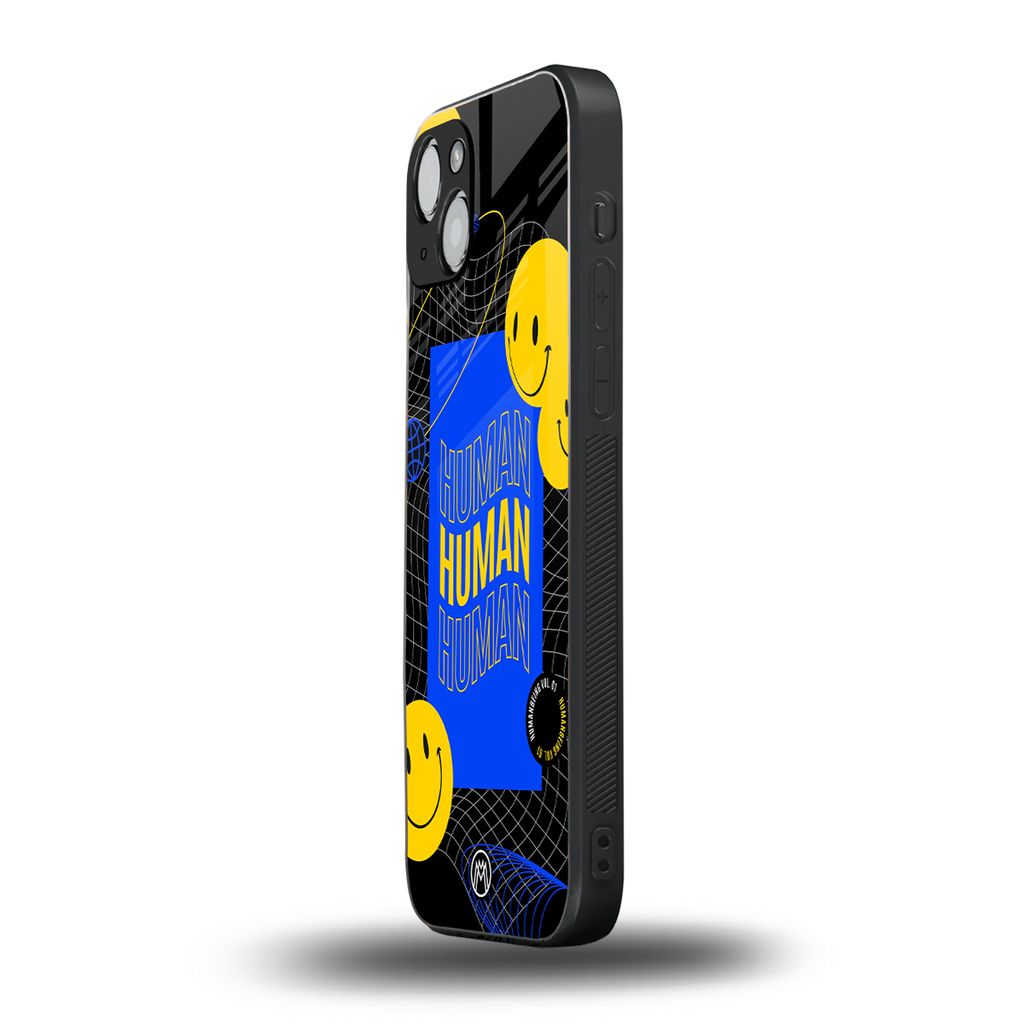 human being back phone cover | glass case for iphone 14 plus