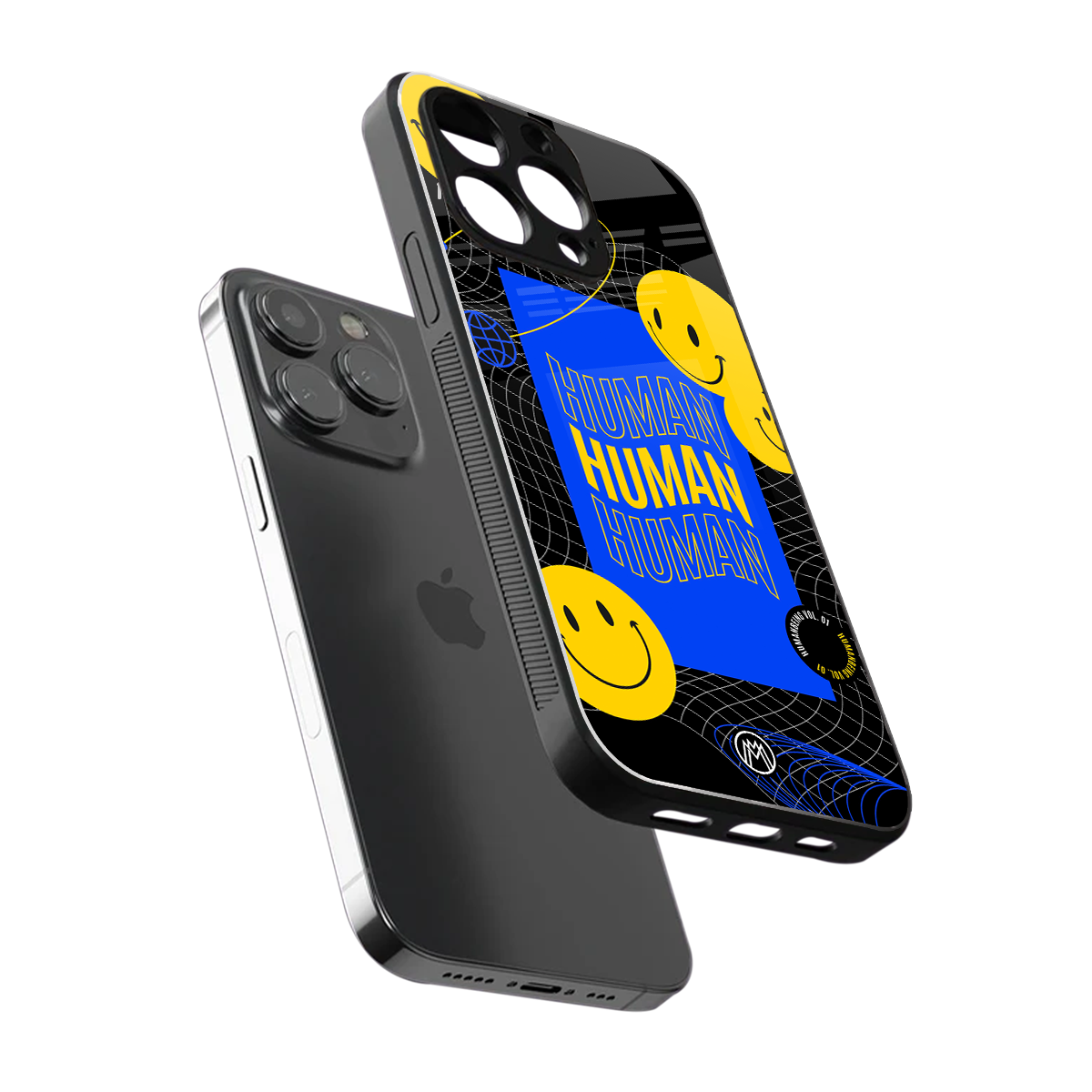 human being back phone cover | glass case for iphone 15 pro max