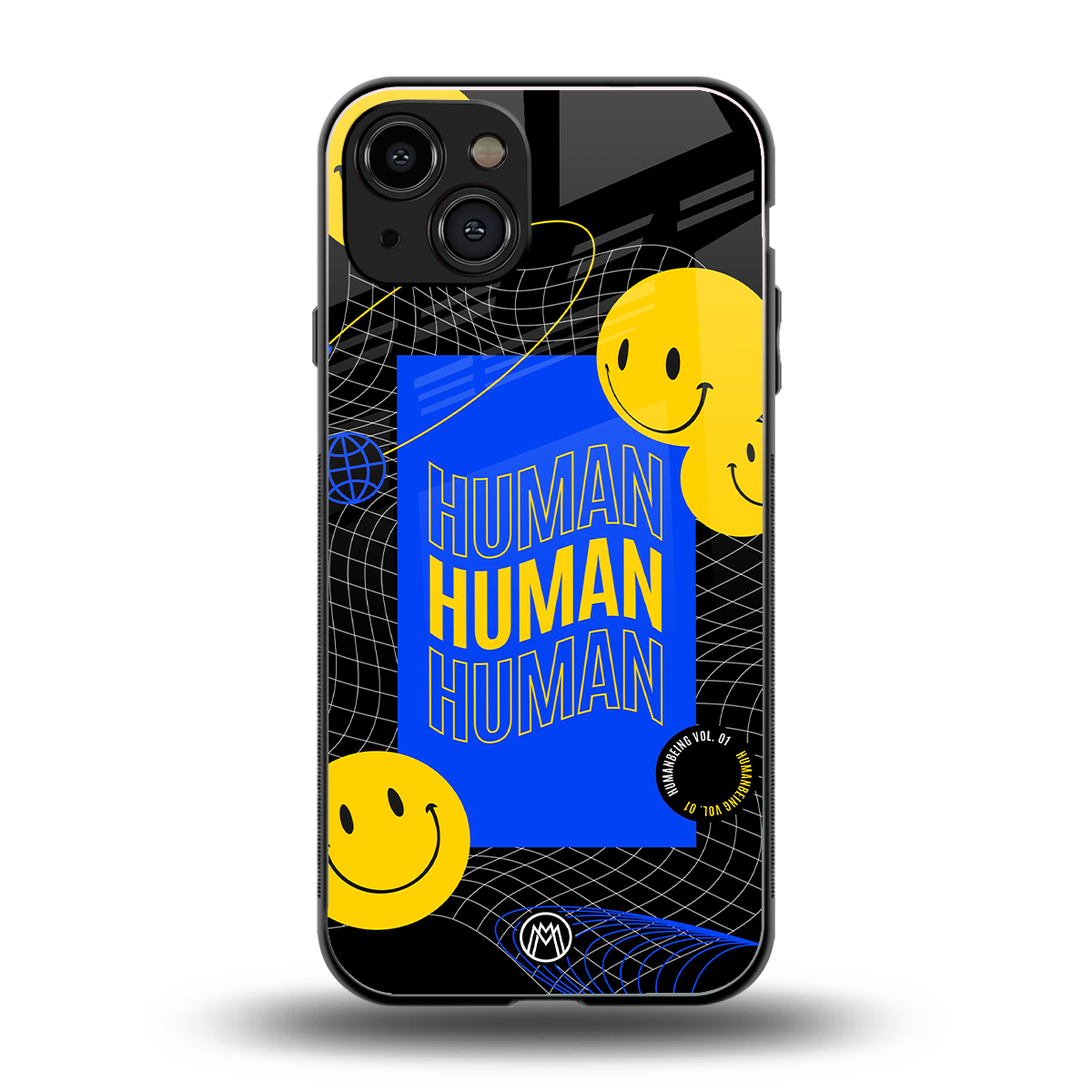 human being back phone cover | glass case for iphone 15