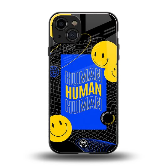 human being back phone cover | glass case for iphone 15