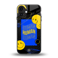 human being back phone cover | glass case for iphone 16 plus