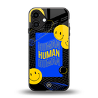 human being back phone cover | glass case for iphone 16 plus