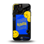 human being back phone cover | glass case for iphone 16 pro max