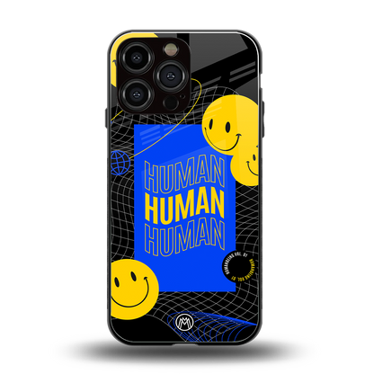 human being back phone cover | glass case for iphone 16 pro max