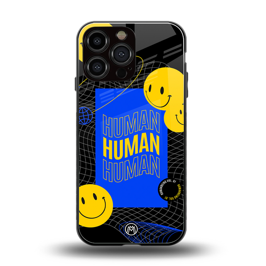 human being back phone cover | glass case for iphone 16 pro max
