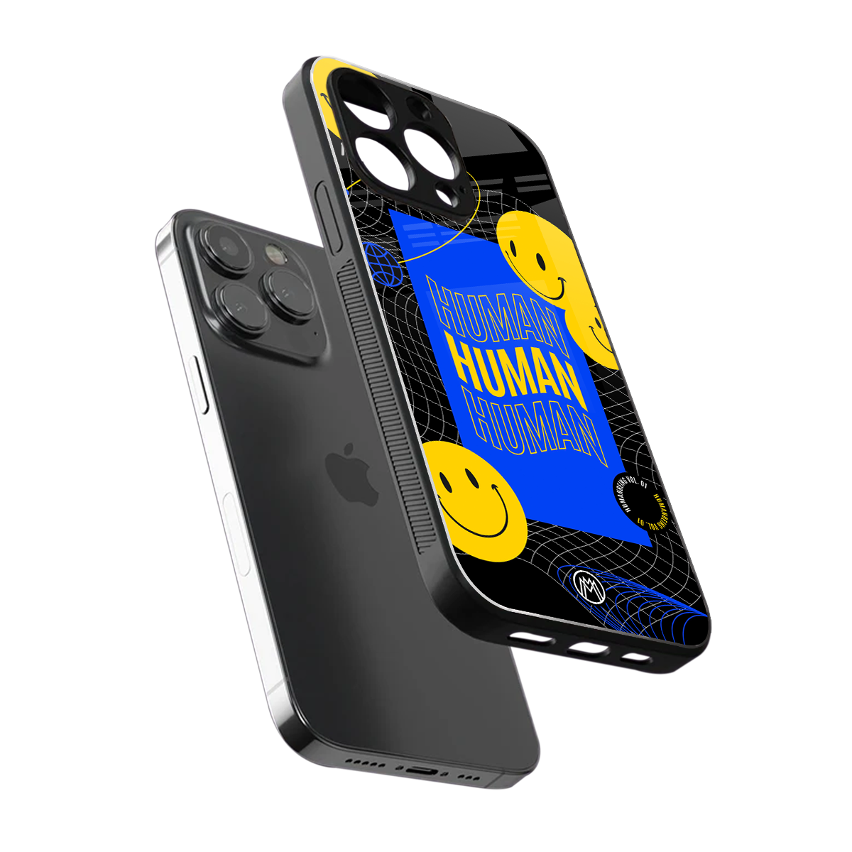 human being back phone cover | glass case for iphone 16 pro max