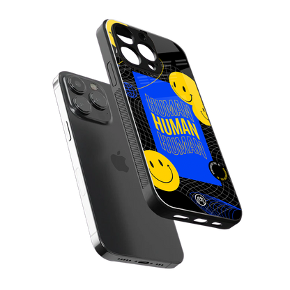 human being back phone cover | glass case for iphone 16 pro max
