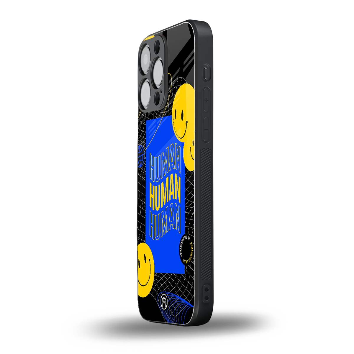 human being back phone cover | glass case for iphone 16 pro max