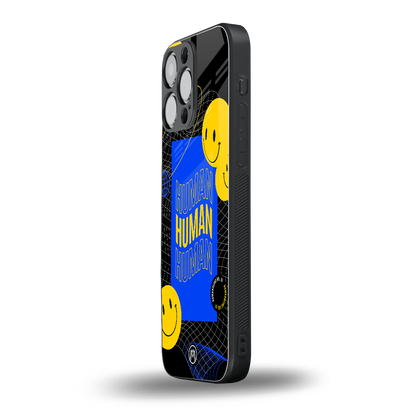 human being back phone cover | glass case for iphone 16 pro max