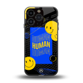 human being back phone cover | glass case for iphone 16 pro