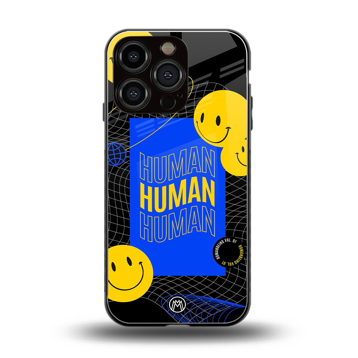 human being back phone cover | glass case for iphone 16 pro