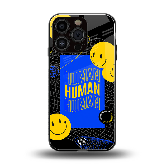 human being back phone cover | glass case for iphone 16 pro
