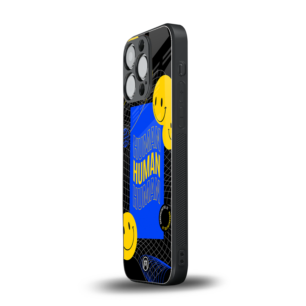 human being back phone cover | glass case for iphone 16 pro