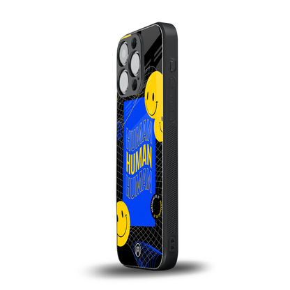 human being back phone cover | glass case for iphone 16 pro