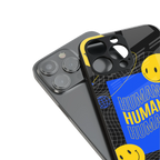 human being back phone cover | glass case for iphone 15 plus