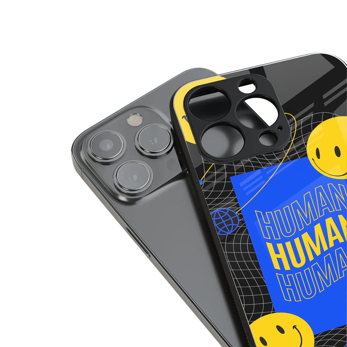 human being back phone cover | glass case for iphone 16 pro max