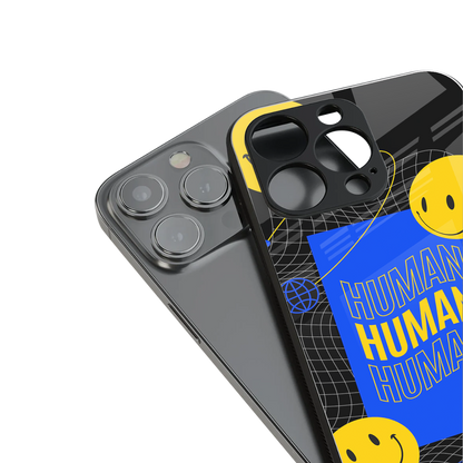 human being back phone cover | glass case for iphone 16 pro max